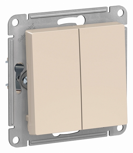 Выключатель двухклавишный проходной Atlas - бежевый