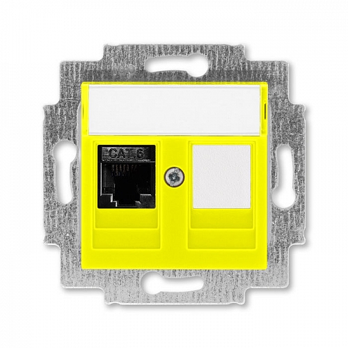 Розетка компьютерная RJ45 6e +заглушка Levit - жёлтый