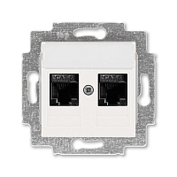 Розетка информационная 2xRJ45 6e Levit - жемчуг