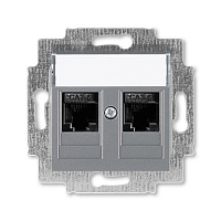Розетка компьютерная 2xRJ45 6e Levit - сталь