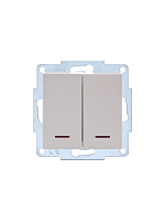 Выключатель двухклавишный с подсветкой Lezard Vesna- крем