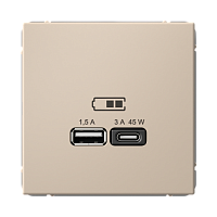 USB Розетка A + тип-C 45Вт ArtGallery - песочный