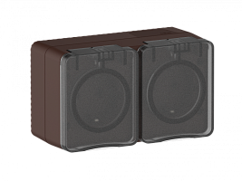 AtlasDesign Profi54 РОЗЕТКА двойная с заземлением со шторками - Коричневый