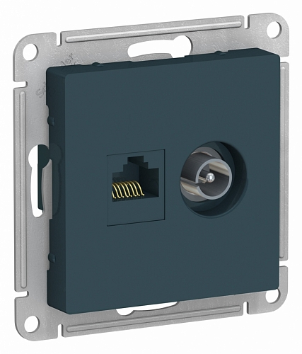 Розетка компьютер+ТВ Atlas - изумруд