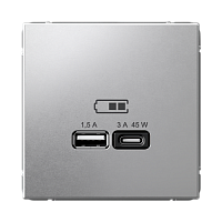 USB Розетка Type-С 45Вт ArtGallery - алюминий