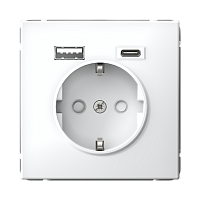 Розетка с 2 USB A+C ArtGallery - белый