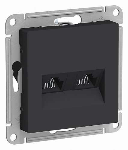 Розетка компьютерная двойная Atlas - карбон