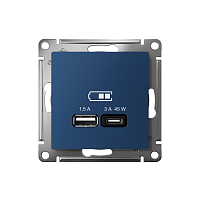 USB Розетка A + тип-C 45Вт Atlas - аквамарин