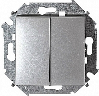 Выключатель двухклавишный проходной - алюминий SIMON 15