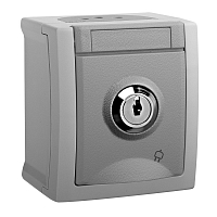 Розетка с крышкой и замком IP-54 - серый