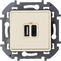 Зарядное устройство с двумя USB-разъёмами Inspiria - слоновая кость